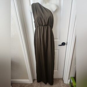 ASOS Olive Green One-Shoulder Maxi Dress  | Sz 6 NWT